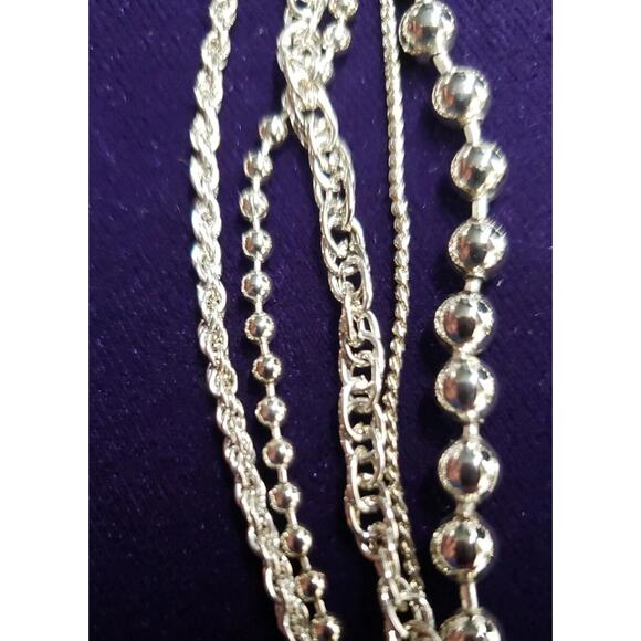 Paul Harris Vintage Silver Tone Necklace, 5 layer chain, 16" collar, with Tag - Picture 4 of 12
